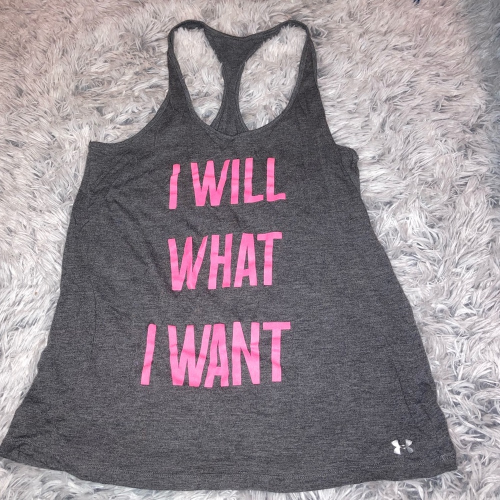 EUC Under Armour gray pink halter tank top small